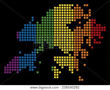 Spectrum Vector Abstract Collage Of Hong Kong Map Created Of Rounded Square Elements. Vector Homosex