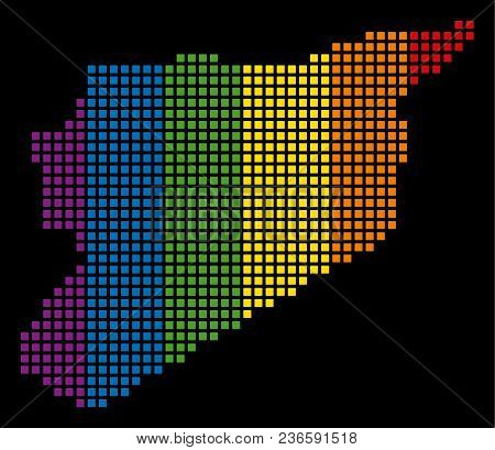 Colorful Vector Abstract Composition Of Siria Map Done Of Rounded Square Dots. Vector Homosexual Tol