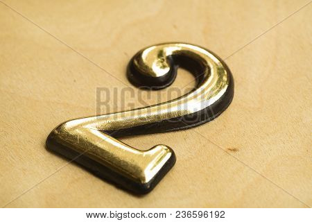 Number Two, 2 Greeting Card, 2 Number, Volume Figure 2 Year, 2 Year Anniversary Gold Logo, Template 