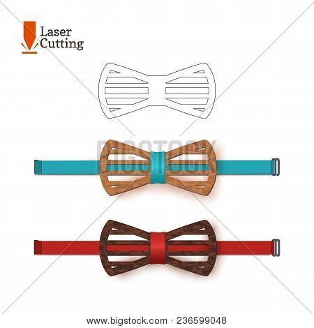 Laser Cut Bow-tie Template. Vector Silhouette For Cutting A Bow Tie On A Lathe Made Of Wood, Metal, 