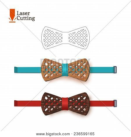 Laser Cut Bow-tie Template. Vector Silhouette For Cutting A Bow Tie On A Lathe Made Of Wood, Metal, 