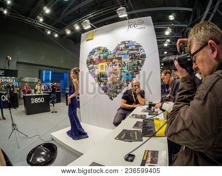 Moscow, Russia - April 13, 2018: Booth Of Nikon Company At Photoforum 2018 Trade Show And Exhibition