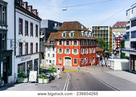 BASEL, SWITZERLAND - June 16, 2017: Old Town of Basel, Switzerland