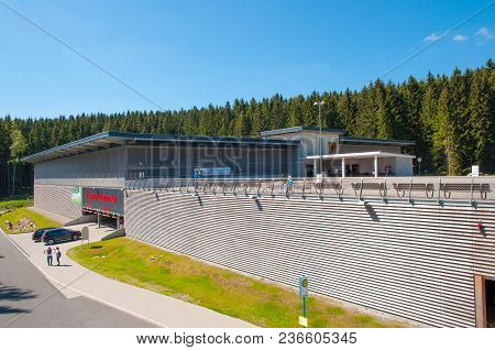 Schierke Germany - May 27. 2018: Parking Garage Near Brocken Mountain In The Harz National Park In G