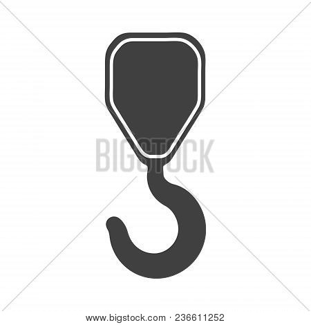 Crane Hook Icon. Technical Image Of The Work Place Of The Equipment Using A Lifting Gear And A Stick