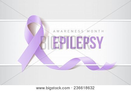 Banner With Epilepsy Awareness Realistic Ribbon. Design Template For Websites Magazines