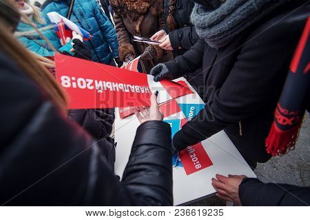 January 28, 2018, Russia, Rostov-on-don. The Meeting Strike Of Voters Directed Against The Elections