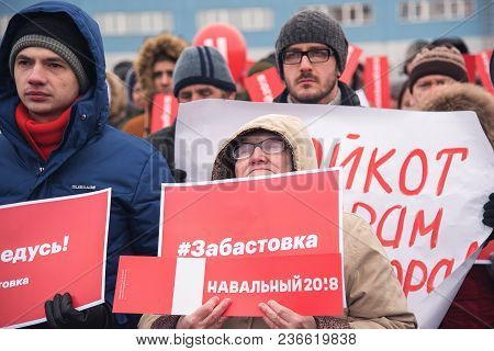 January 28, 2018, Russia, Rostov-on-don. The Meeting Strike Of Voters Directed Against The Elections