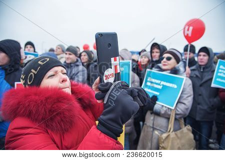 January 28, 2018, Russia, Rostov-on-don. The Meeting Strike Of Voters Directed Against The Elections