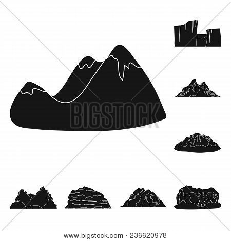 Different Mountains Black Icons In Set Collection For Design.mountains And Landscape Vector Symbol S