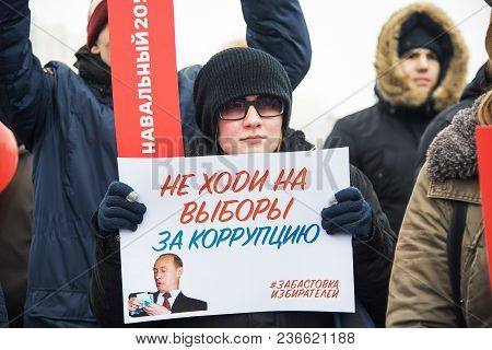 January 28, 2018, Russia, Rostov-on-don. The Meeting Strike Of Voters Directed Against The Elections