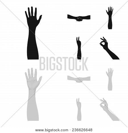 Sign Language Black, Monochrom Icons In Set Collection For Design.emotional Part Of Communication Ve