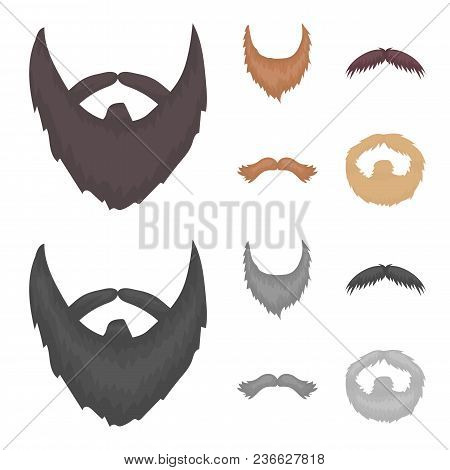 Mustache And Beard, Hairstyles Cartoon, Monochrome Icons In Set Collection For Design. Stylish Hairc