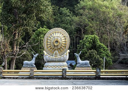 Buddha Wat Phraphutthabat Si Roi Province  Thailand Dhamma Wheel