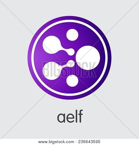 Aelf Vector Coin Illustration For Internet Money. Blockchain Cryptocurrency Trading Sign Of Elf And 