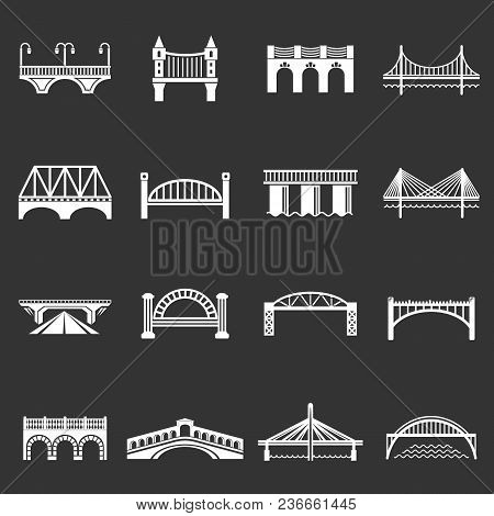 Bridge Icons Set Vector White Isolated On Grey Background