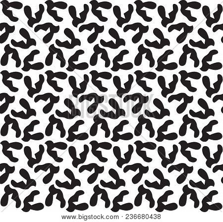 The Stylized Silhouette Of A Bird On A White Background Is Folded Into A Pattern. Black And White Pr