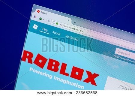 Ryazan, Russia - April 16, 2018 - Homepage Of Roblox Website On The Display Of Pc, Url - Roblox.com