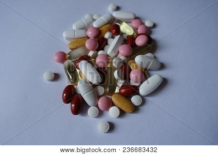 Heap Of Six Types Of Dietary Supplements