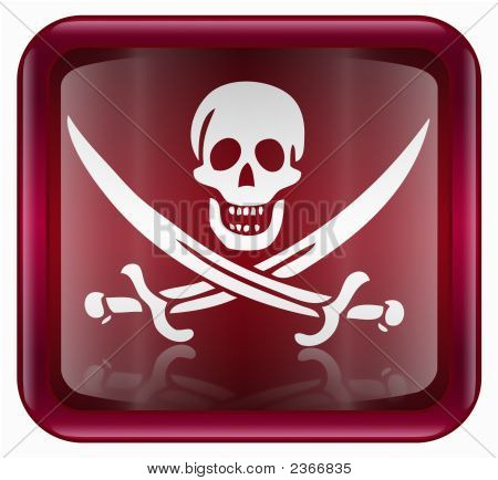 Icône de pirate, Red, isolé On White Background