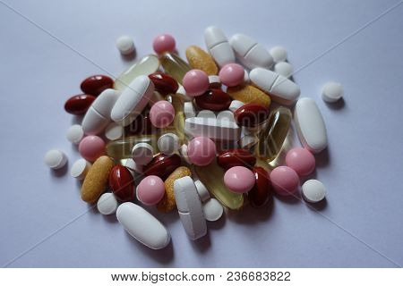 Six Types Of Dietary Supplements In Various Forms And Colors