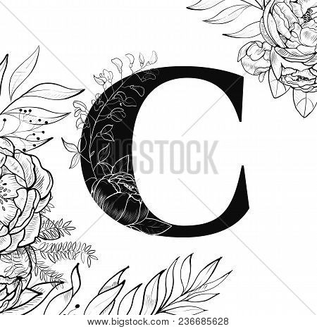 Laser Cut Template. Initial Monogram Letters. Filigree Cutout Pattern. Vector Illustration. Fancy Fl