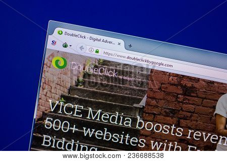 Ryazan, Russia - April 16, 2018 - Homepage Of Doubleclick By Google Ad Service On The Display Of Pc,