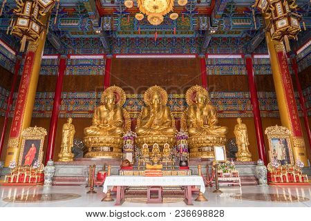 Nontaburi Thailand - 15 April 2018 : Barom Racha Kajanapisek Anusorn Canasongjennigairangsan Temple