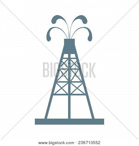 Stylized Icon Of The Oil Rig With Fountains Spurting Up Oil With Oil On A White Background