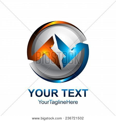Initial Letter Tt Logo Template Colored Silver Blue Orange Circle Sphere Design For Business And Com