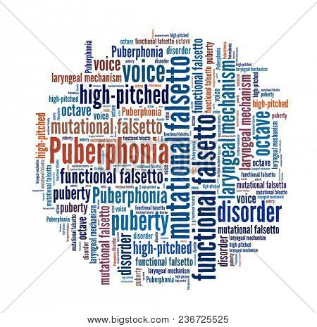 Puberphonia in word collage