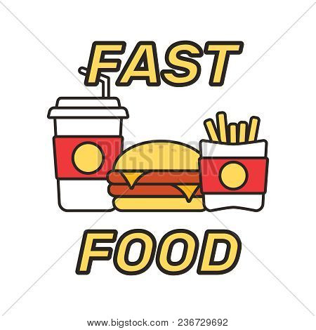 Fast Food Snacks And Drinks Flat Vector Icons. Fastfood Icons. Snack Bag Vector Food