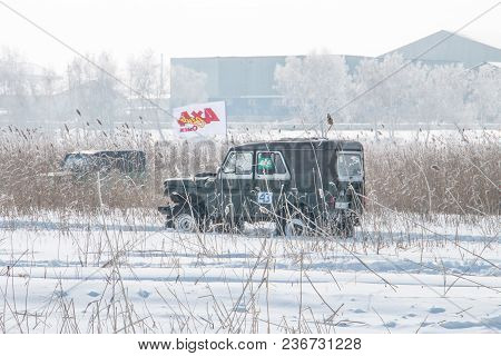 Off-road On A Snowy Road Siberian Championship Off-road Sports Cars In Omsk 2018 Year