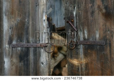 Exterior Detail Of A Wooden Tithe Barn Structure.