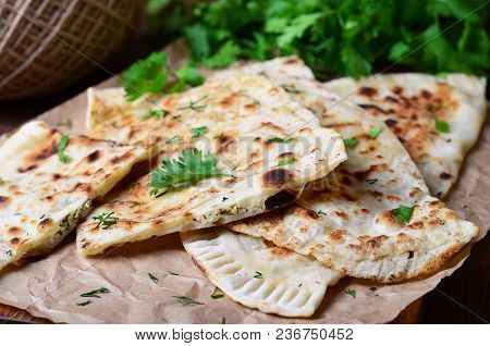 Flatbread With Herbs, Kutaby, Traditional Azerbaijani Dish