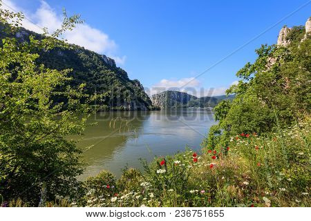 Landscape In The Danube Gorges. Cazanele Mari Seen From The Romanian Side