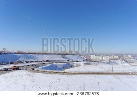 Nizhny Novgorod, Russia. - March 29.2018. View Of The Descent Towards The Oka Bridge . The Photo Is 