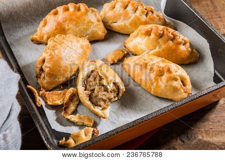 Hot Pasties From Butter Enriched Puff Pastry Filled With Minced