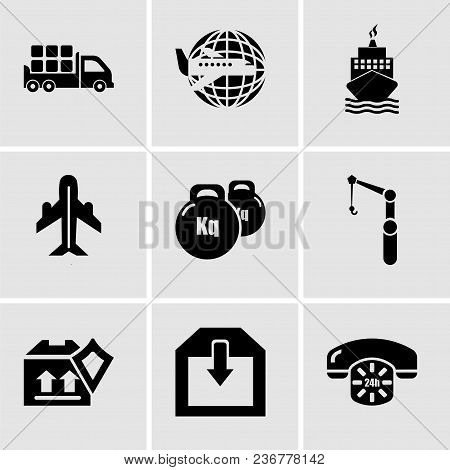 Set Of 9 Simple Editable Icons Such As 24 Hours Phone Service, Delivery Of A Box, Delivery Pack Secu