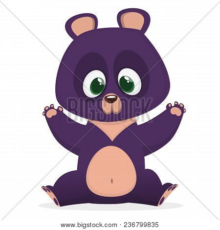 Funny Cartoon Himalayan Bear Giving A Hug. Vector Illustration Of A Bear Character