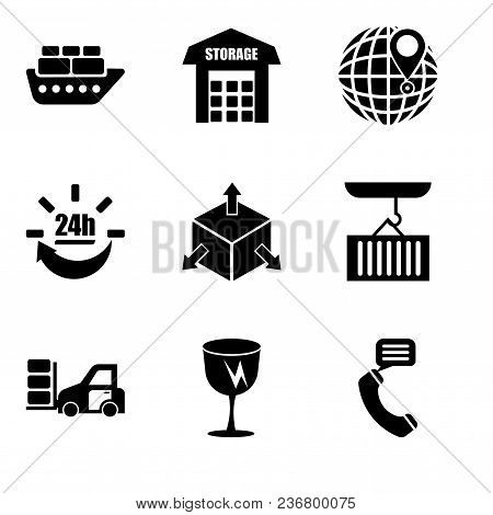 Set Of 9 Simple Editable Icons Such As Talking By Phone Auricular, Fragile Broken Glass, Packages Tr