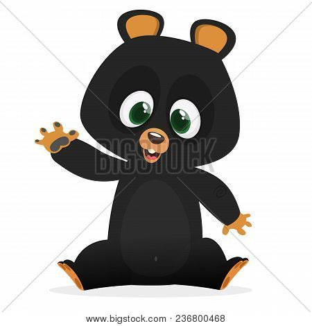 Cartoon Happy Himalayan Black Bear. Big Collection Of Cartoon Forest Animals. Vector Illustration