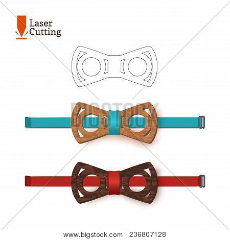 Laser Cut Bow-tie Template. Vector Silhouette For Cutting A Bow Tie On A Lathe Made Of Wood, Metal, 