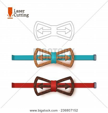 Laser Cut Bow-tie Template. Vector Silhouette For Cutting A Bow Tie On A Lathe Made Of Wood, Metal, 
