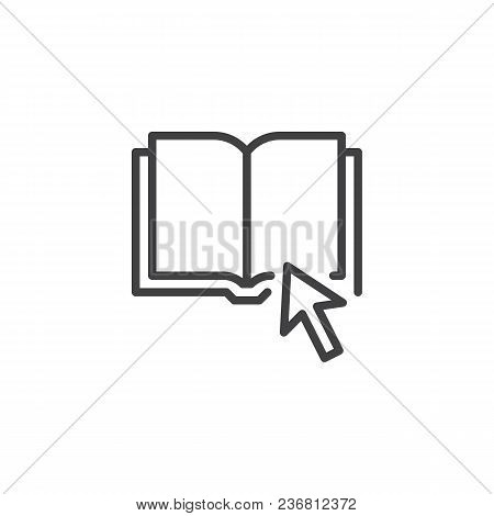 Click On Book Outline Icon. Linear Style Sign For Mobile Concept And Web Design. Book Mouse Cursor S
