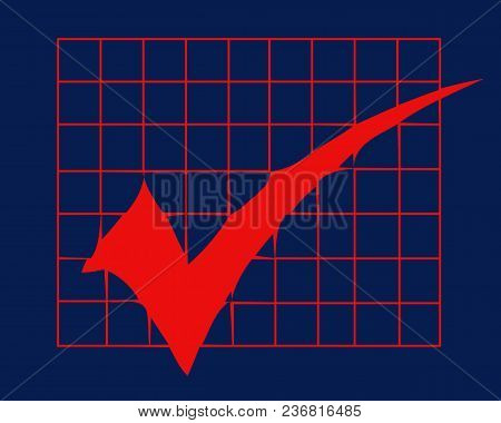 Graph Silhouette With Graph Line And Red Check Mark.