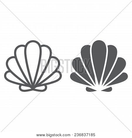 Seashell Line And Glyph Icon, Animal And Underwater, Shell Sign Vector Graphics, A Linear Pattern On