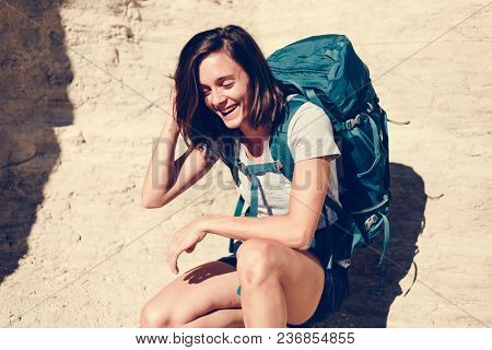 Woman traveling with backpack