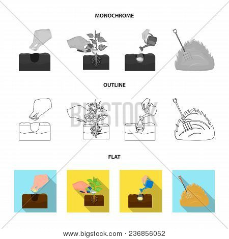 Garden, Ecology, Farmingand Other  Icon In Flat, Outline, Monochrome Style. Feed, Plot Farmicons In 