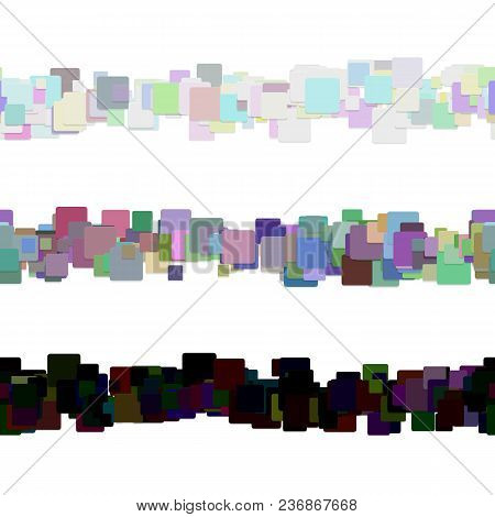 Seamless Abstract Square Pattern Page Dividing Line Design Set - Vector Graphic Design Elements From